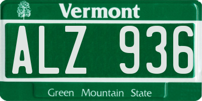 VT license plate ALZ936