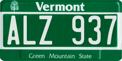 VT license plate ALZ937