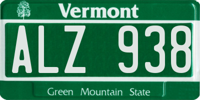 VT license plate ALZ938