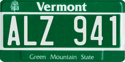 VT license plate ALZ941