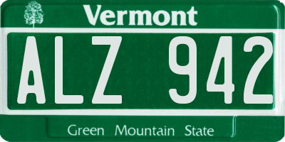 VT license plate ALZ942