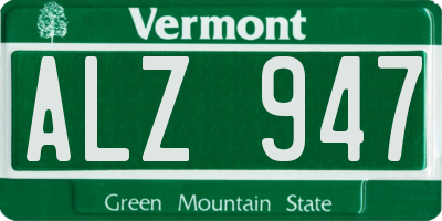 VT license plate ALZ947