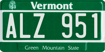 VT license plate ALZ951