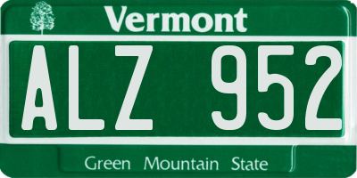 VT license plate ALZ952