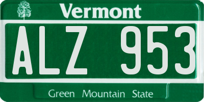 VT license plate ALZ953