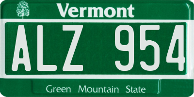 VT license plate ALZ954