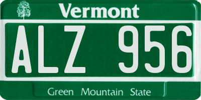 VT license plate ALZ956