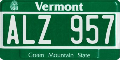 VT license plate ALZ957