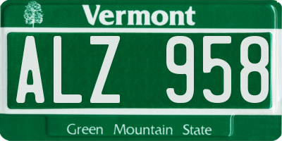 VT license plate ALZ958