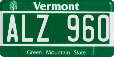 VT license plate ALZ960