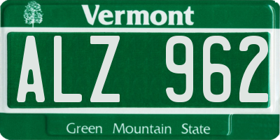 VT license plate ALZ962