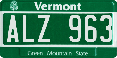 VT license plate ALZ963