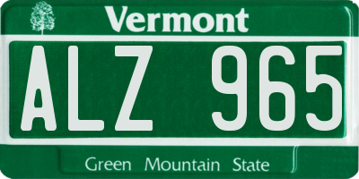 VT license plate ALZ965
