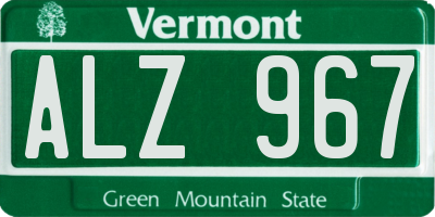 VT license plate ALZ967
