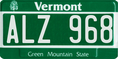 VT license plate ALZ968