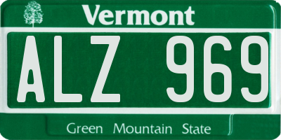 VT license plate ALZ969