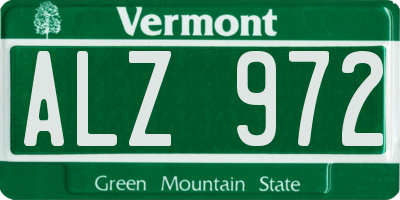 VT license plate ALZ972