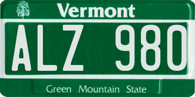 VT license plate ALZ980