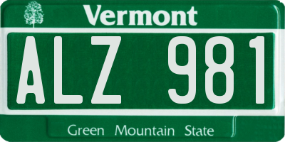 VT license plate ALZ981