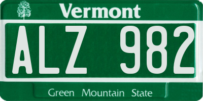 VT license plate ALZ982