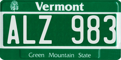 VT license plate ALZ983