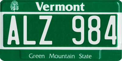 VT license plate ALZ984