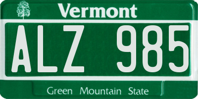 VT license plate ALZ985