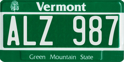 VT license plate ALZ987