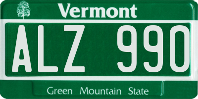 VT license plate ALZ990