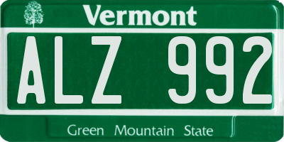 VT license plate ALZ992