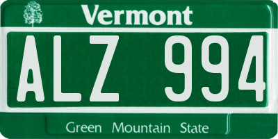 VT license plate ALZ994