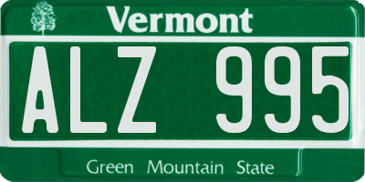 VT license plate ALZ995