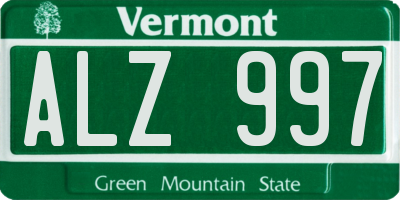 VT license plate ALZ997
