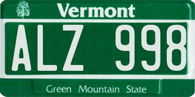 VT license plate ALZ998