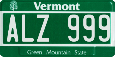 VT license plate ALZ999