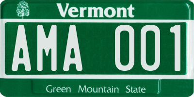 VT license plate AMA001