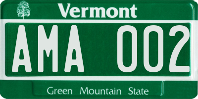 VT license plate AMA002