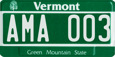 VT license plate AMA003