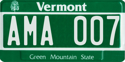 VT license plate AMA007