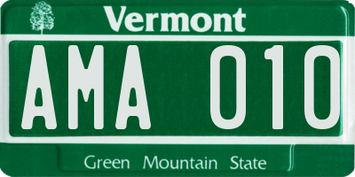 VT license plate AMA010