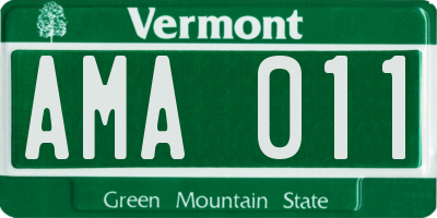 VT license plate AMA011