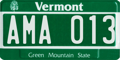 VT license plate AMA013