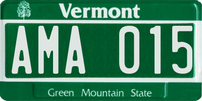 VT license plate AMA015