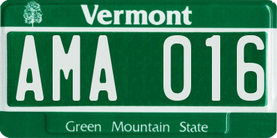 VT license plate AMA016