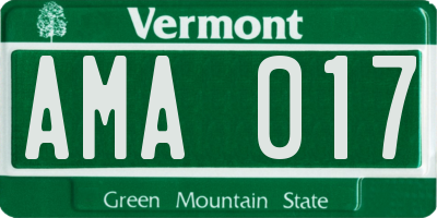 VT license plate AMA017