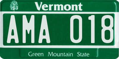 VT license plate AMA018