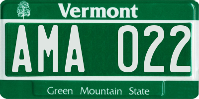 VT license plate AMA022