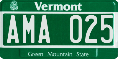 VT license plate AMA025