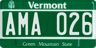 VT license plate AMA026