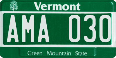 VT license plate AMA030